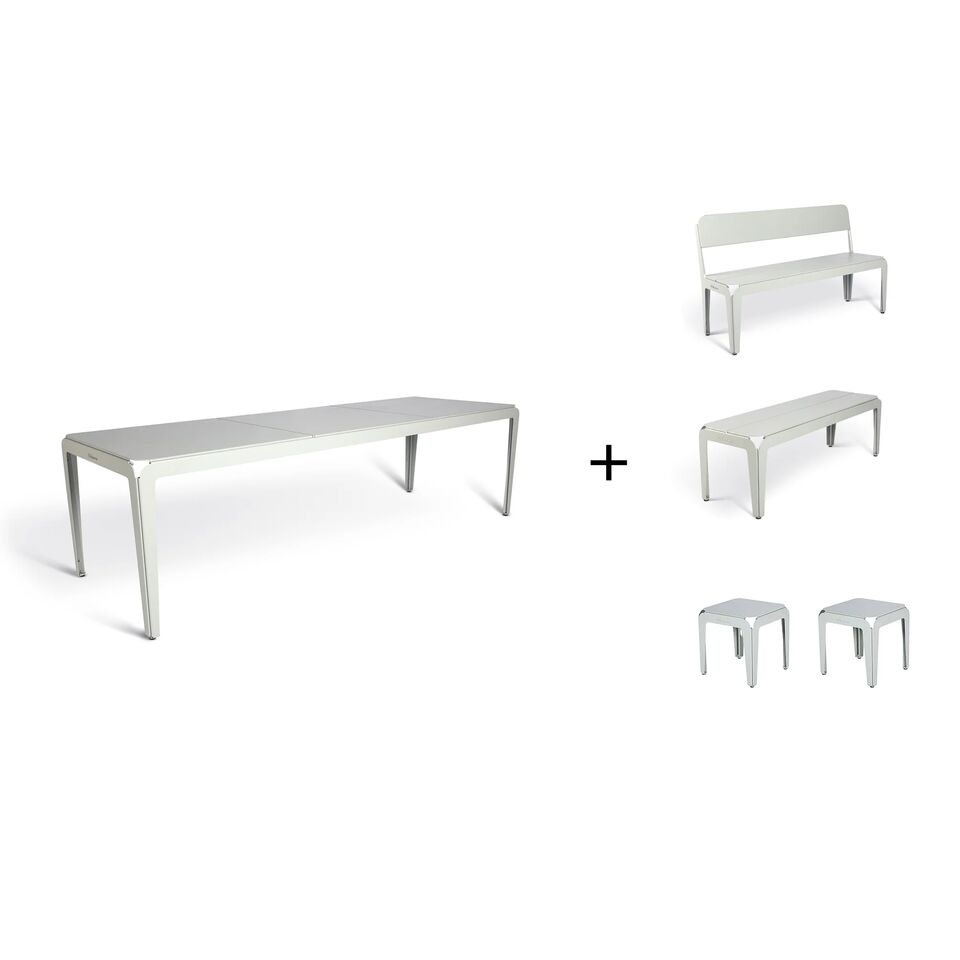 Bended Table 270 including 2 Benches and 2 Stools