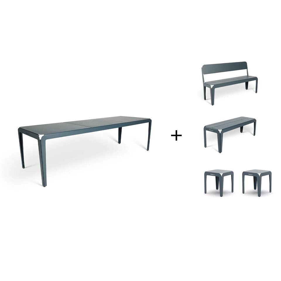 Bended Table 270 including 2 Benches and 2 Stools